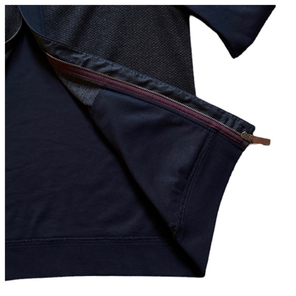 TED BAKER LONDON FULL ZIP MEN’S COTTON BOMBER STYLE KNITWEAR JACKET NAVY GRAY - Picture 11 of 12